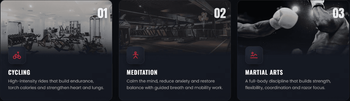 لقطة من بطاقات حصص Five11 Gym
